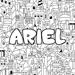 Coloring page first name ARIEL - City background