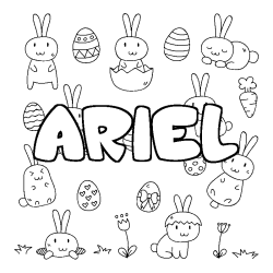 Coloring page first name ARIEL - Easter background