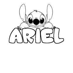 Coloring page first name ARIEL - Stitch background