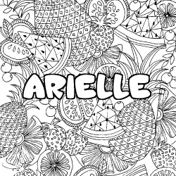 Coloring page first name ARIELLE - Fruits mandala background