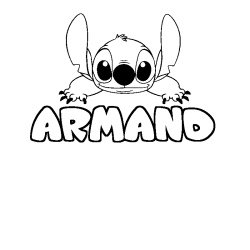 Coloring page first name ARMAND - Stitch background