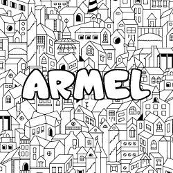 Coloring page first name ARMEL - City background