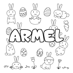 Coloring page first name ARMEL - Easter background