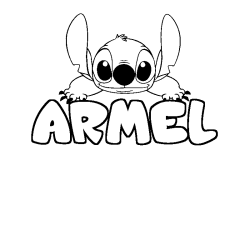 Coloring page first name ARMEL - Stitch background