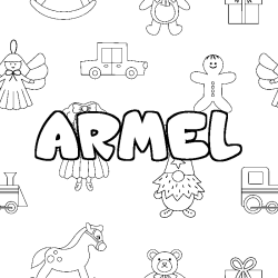 Coloring page first name ARMEL - Toys background