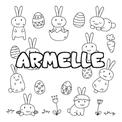 Coloring page first name ARMELLE - Easter background