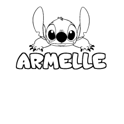 Coloring page first name ARMELLE - Stitch background