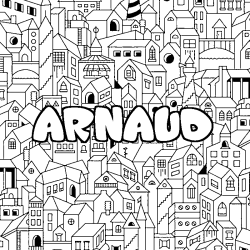 Coloring page first name ARNAUD - City background