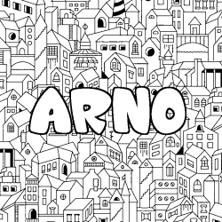 Coloring page first name ARNO - City background