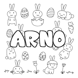 Coloring page first name ARNO - Easter background