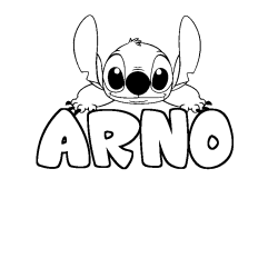 Coloring page first name ARNO - Stitch background