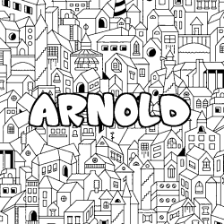 Coloring page first name ARNOLD - City background