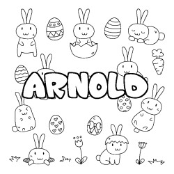 Coloring page first name ARNOLD - Easter background