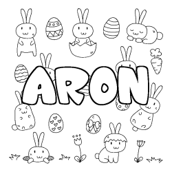 Coloring page first name ARON - Easter background