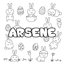 Coloring page first name ARSENE - Easter background