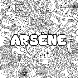 Coloring page first name ARSÈNE - Fruits mandala background