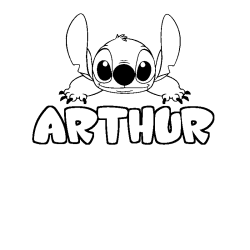 Coloring page first name ARTHUR - Stitch background