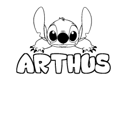 Coloring page first name ARTHUS - Stitch background