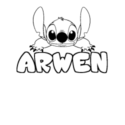 Coloring page first name ARWEN - Stitch background