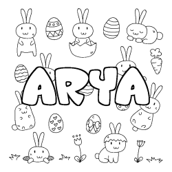 Coloring page first name ARYA - Easter background