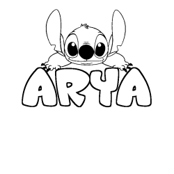 Coloring page first name ARYA - Stitch background