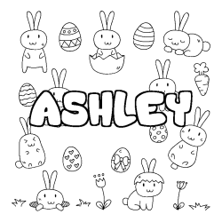 Coloring page first name ASHLEY - Easter background