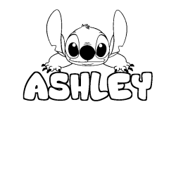 Coloring page first name ASHLEY - Stitch background