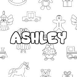 Coloring page first name ASHLEY - Toys background