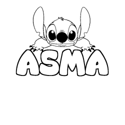 Coloring page first name ASMA - Stitch background