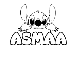 Coloring page first name ASMAA - Stitch background