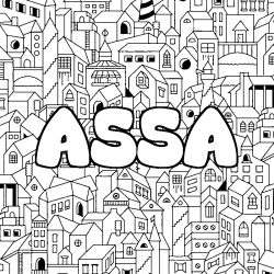 Coloring page first name ASSA - City background