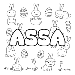 Coloring page first name ASSA - Easter background