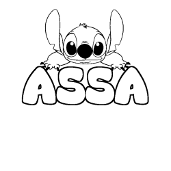 Coloring page first name ASSA - Stitch background