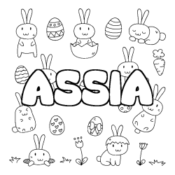 Coloring page first name ASSIA - Easter background