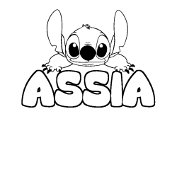 Coloring page first name ASSIA - Stitch background