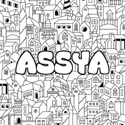 Coloring page first name ASSYA - City background