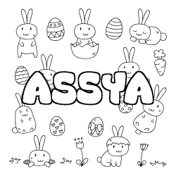 Coloring page first name ASSYA - Easter background