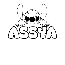 Coloring page first name ASSYA - Stitch background