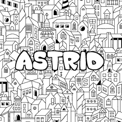 Coloring page first name ASTRID - City background