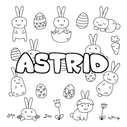 Coloring page first name ASTRID - Easter background