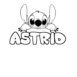 Coloring page first name ASTRID - Stitch background