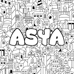 Coloring page first name ASYA - City background