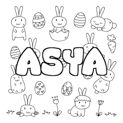 Coloring page first name ASYA - Easter background