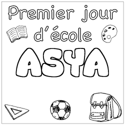 Coloring page first name ASYA - School First day background