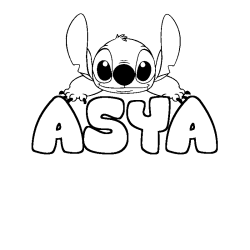 Coloring page first name ASYA - Stitch background