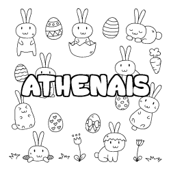 Coloring page first name ATHENAIS - Easter background