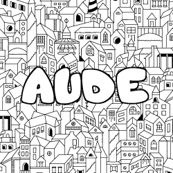 Coloring page first name AUDE - City background