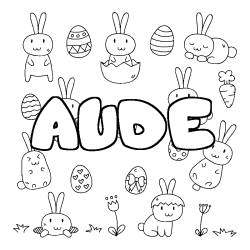 Coloring page first name AUDE - Easter background