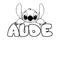 Coloring page first name AUDE - Stitch background