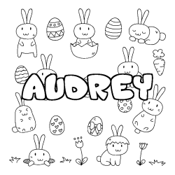 Coloring page first name AUDREY - Easter background